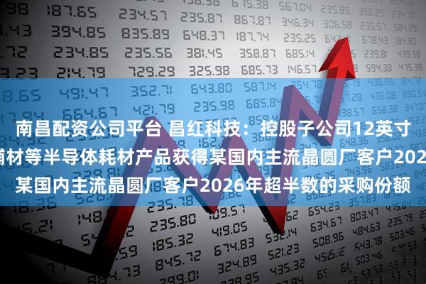 南昌配资公司平台 昌红科技：控股子公司12英寸FOUP、HWS及配套辅材等半导体耗材产品获得某国内主流晶圆厂客户2026年超半数的采购份额
